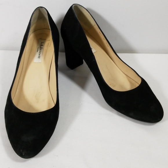 L.K. Bennett Black Suede Slip On Pumps Size 39 GUC - Picture 1 of 8